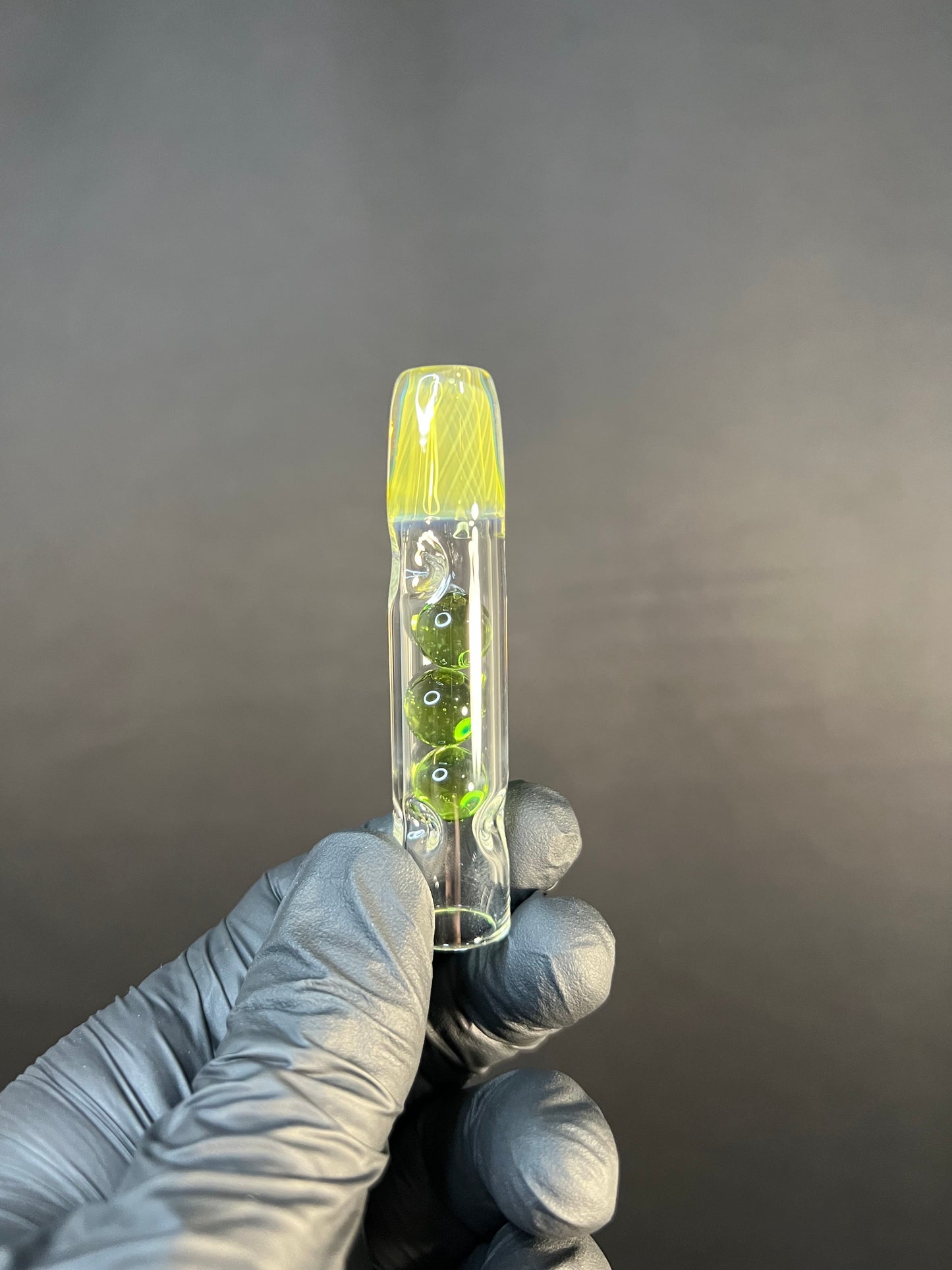 Tinymight Glass 3 Marble Stem w/dimpled mouthpiece -Absinthe/Silver Fume