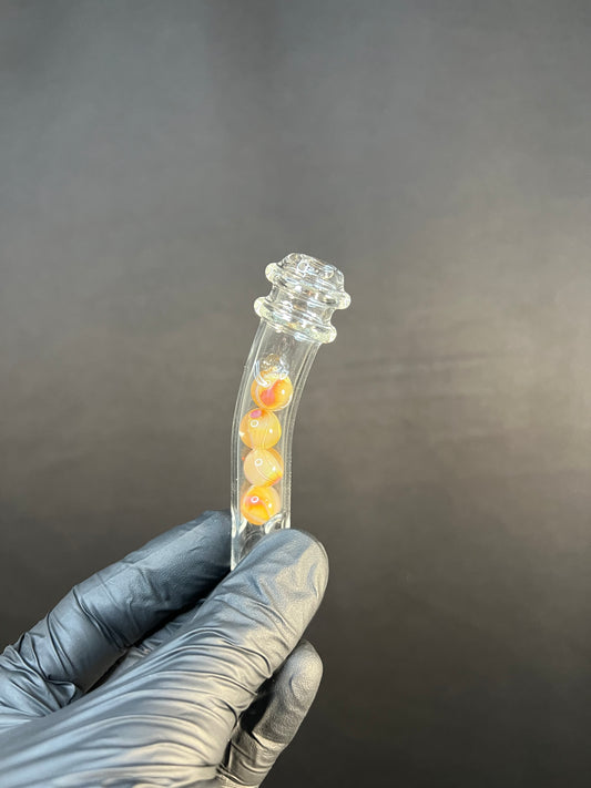 Tinymight Glass 4 Marble Stem w/Blown mouthpiece - yellow Elvis/ peach