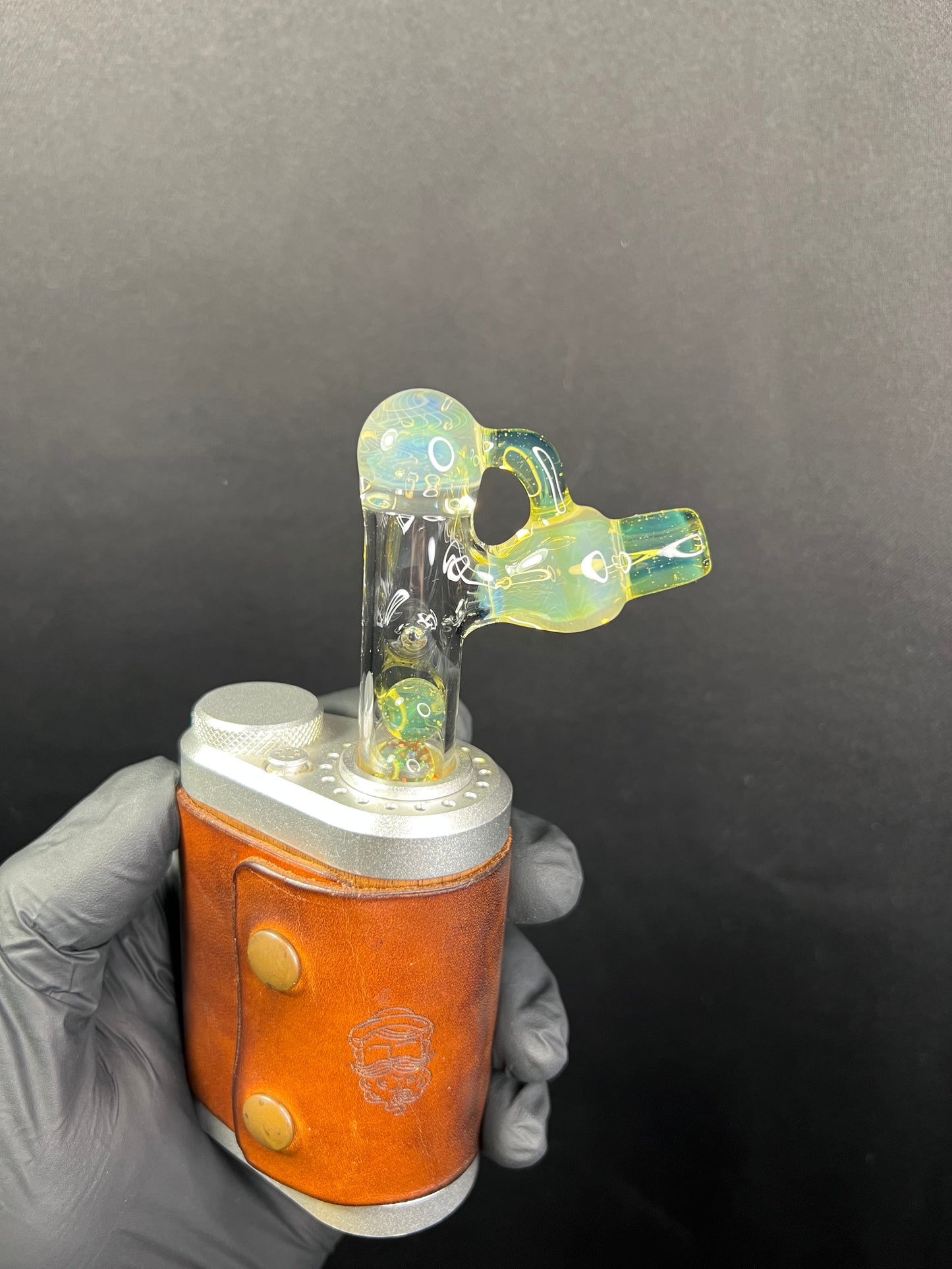 Tinymight Glass 3 Marble Stem implosion- Silver fume/ Milky Yoshi (CFL) #2