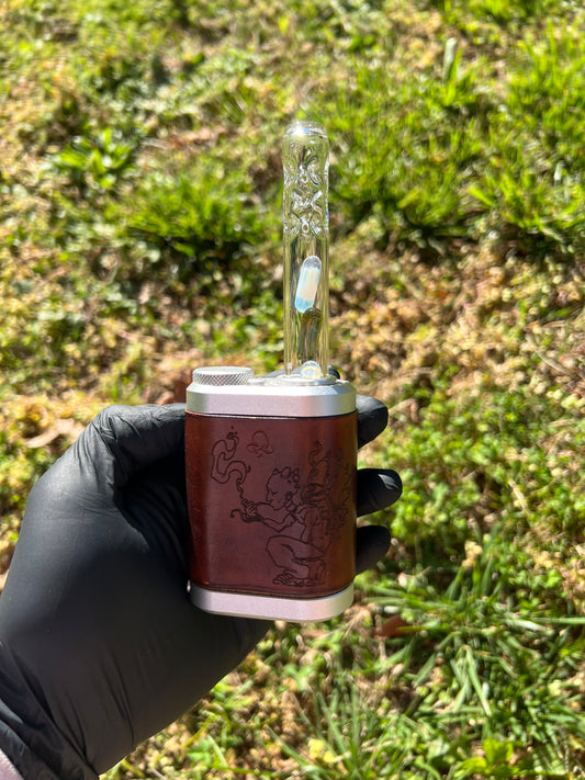 Tinymight Glass 3 Terp Pill Stem w/ dimpled mouthpiece - Nightshade/ White Opal