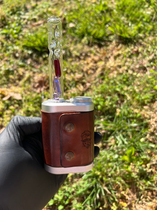 Tinymight Glass 3 Terp Pill Stem w/ dimpled mouthpiece - Opal Ameythist/ Transparent phoenix