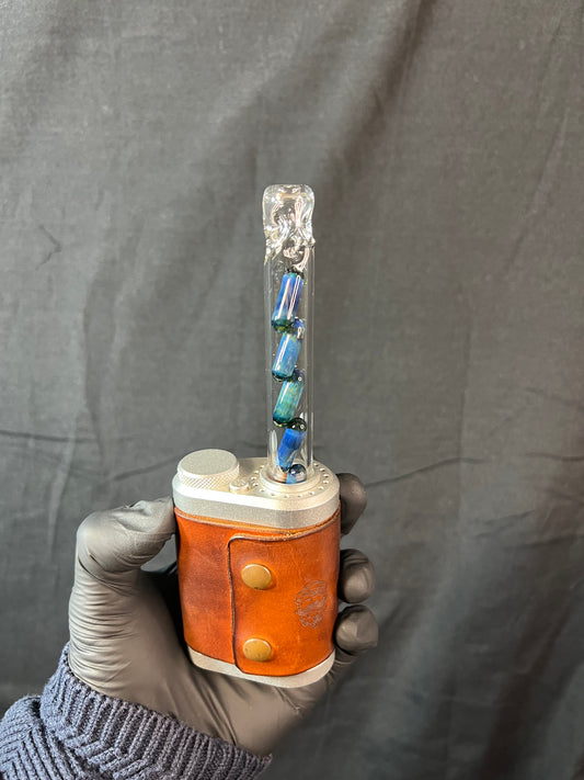 Tinymight Glass 5 Terp Pill Stem w/ dimpled mouthpiece - blue honey