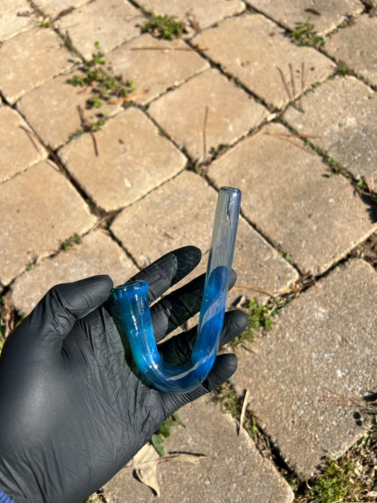 14mm Glass J hook -dense amethyst opal/ blue waves opal