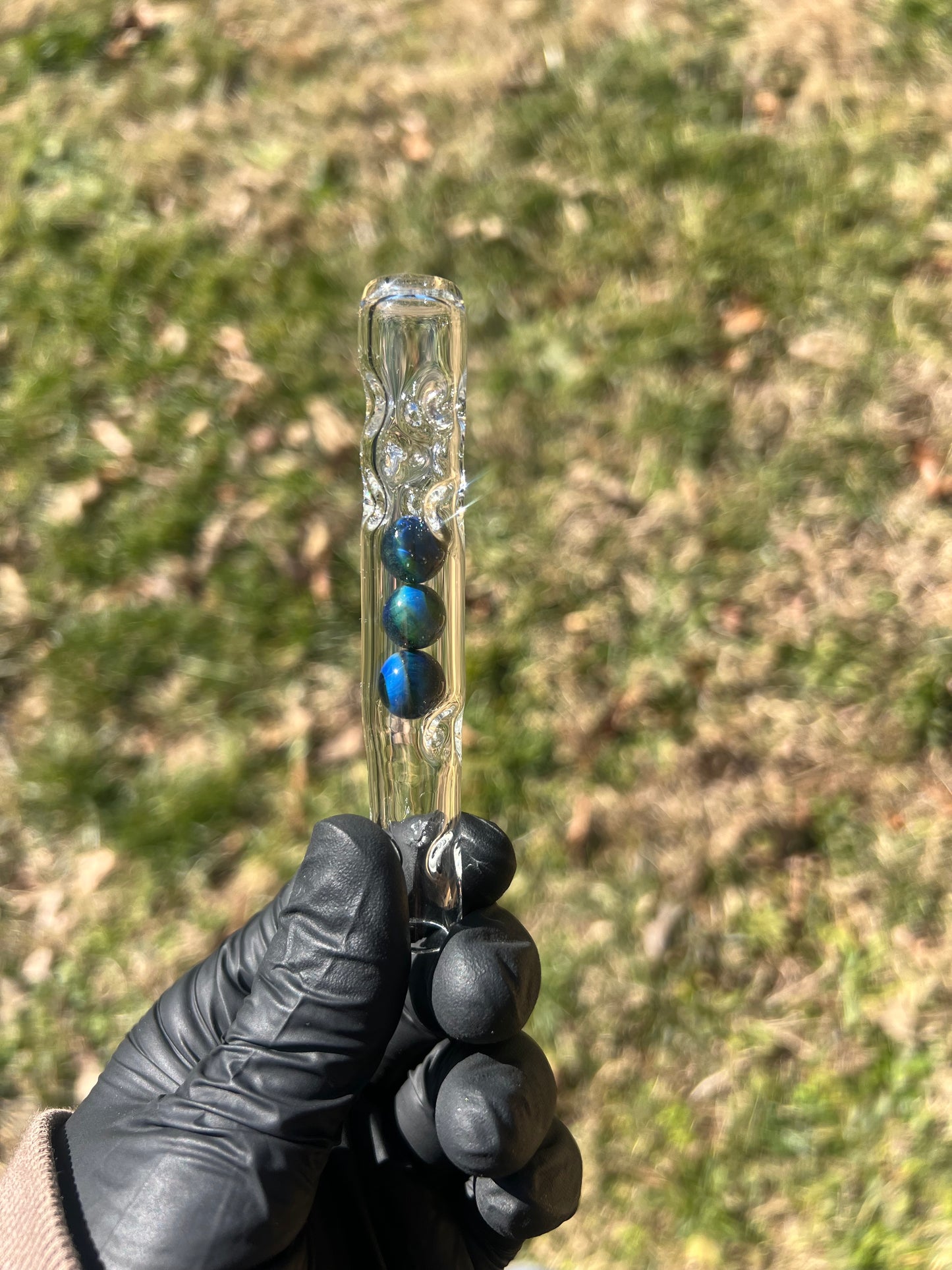 Solo 3 Glass Marble Stem - Blue Honey