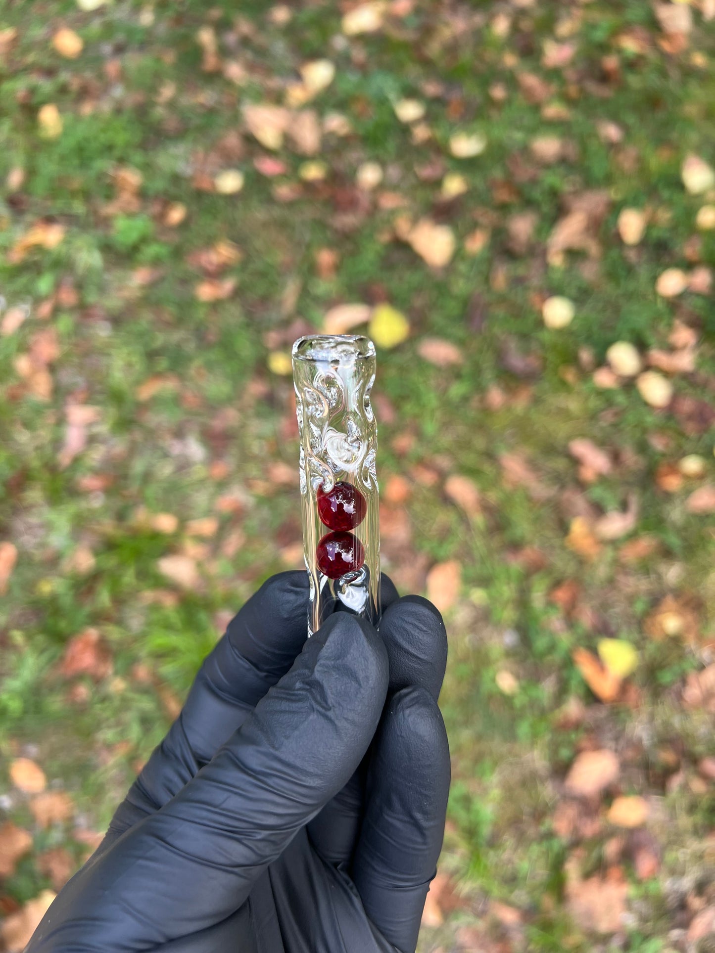 Tinymight Glass 2 Marble Stem w/dimpled mouthpiece - Red