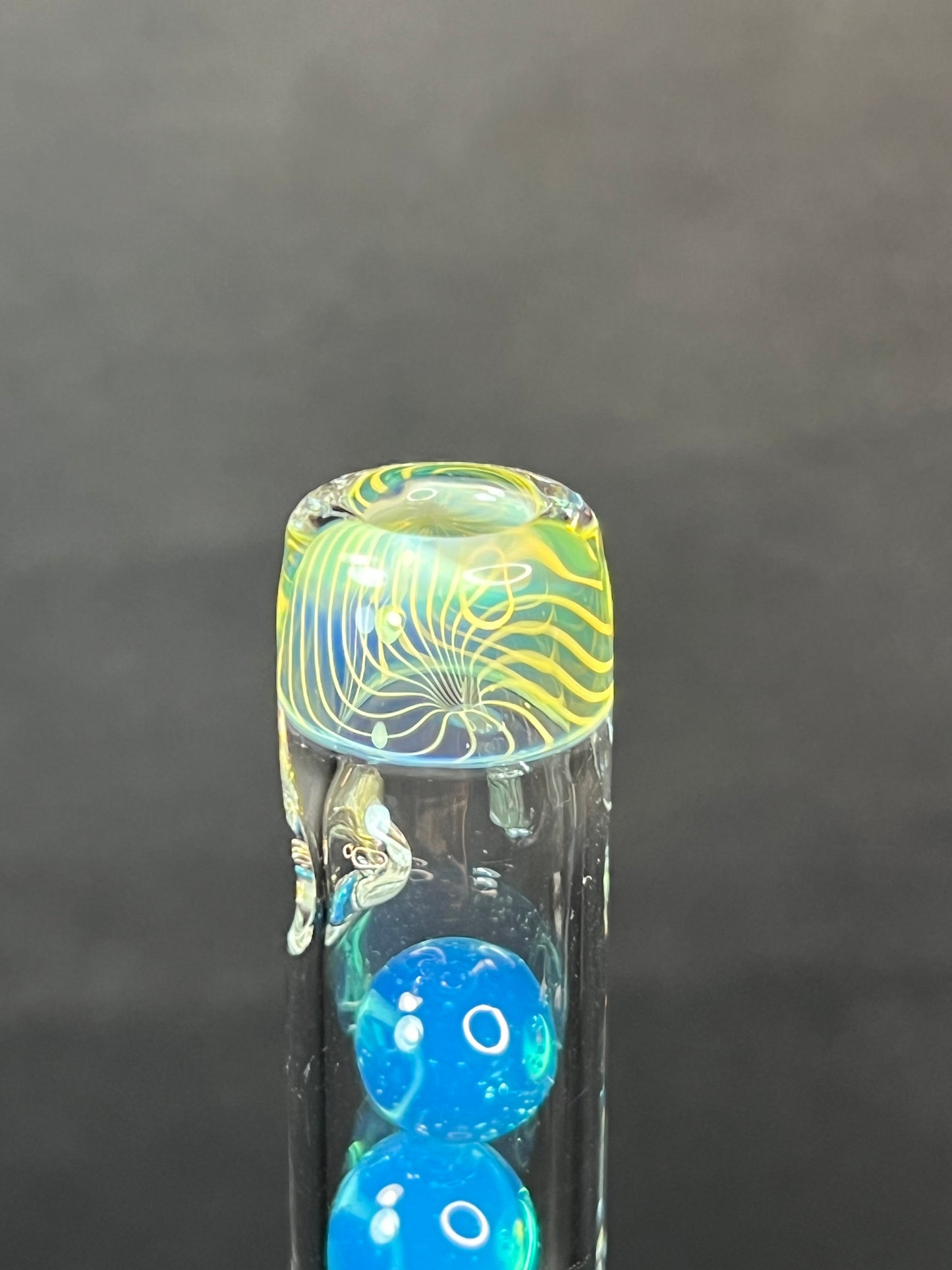 Tinymight Glass 3 Marble Stem w/color mouthpiece - Silver Fume/ Marina #2