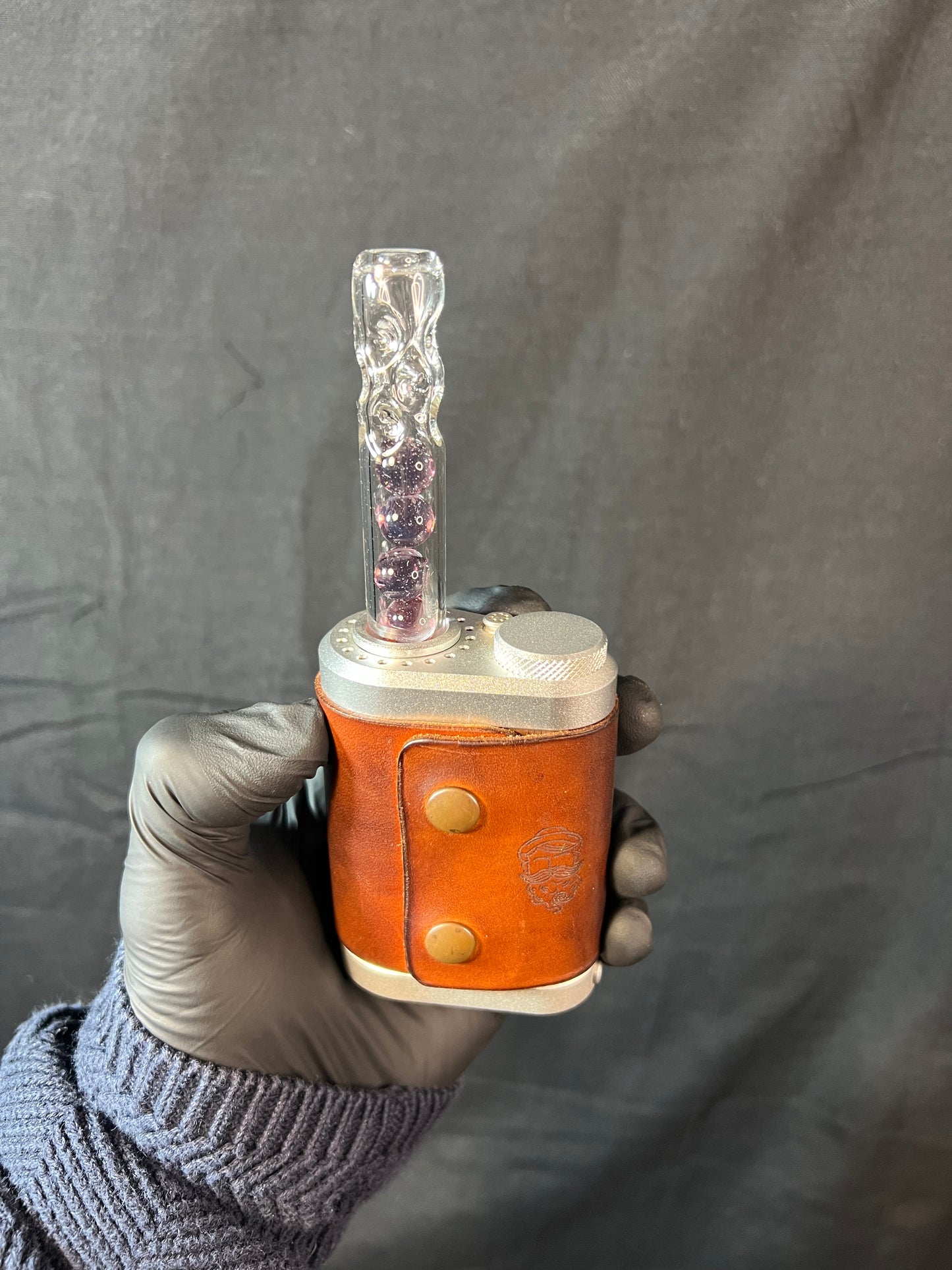 Tinymight Glass 5 Marble Stem w/dimpled mouthpiece - transparent phoenix