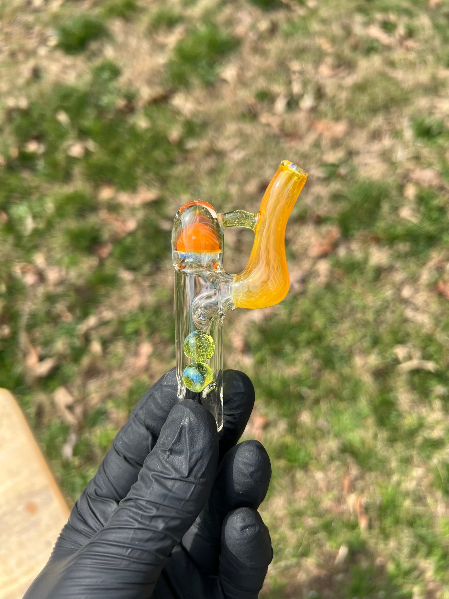 Frolic glass 2 marble implosion stem- Limeade