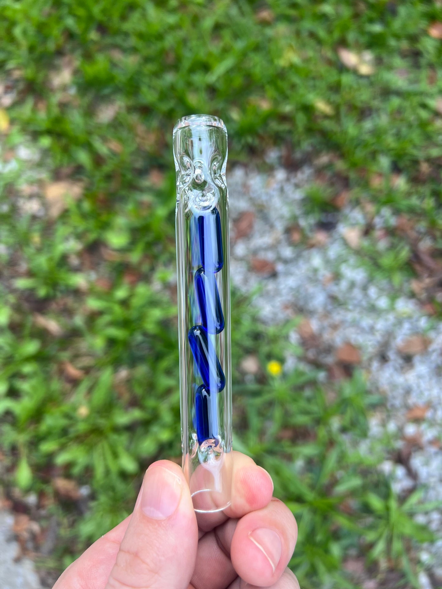 Tinymight Glass 4 Terp Pill Stem w/ dimpled mouthpiece - Cobalt Blue