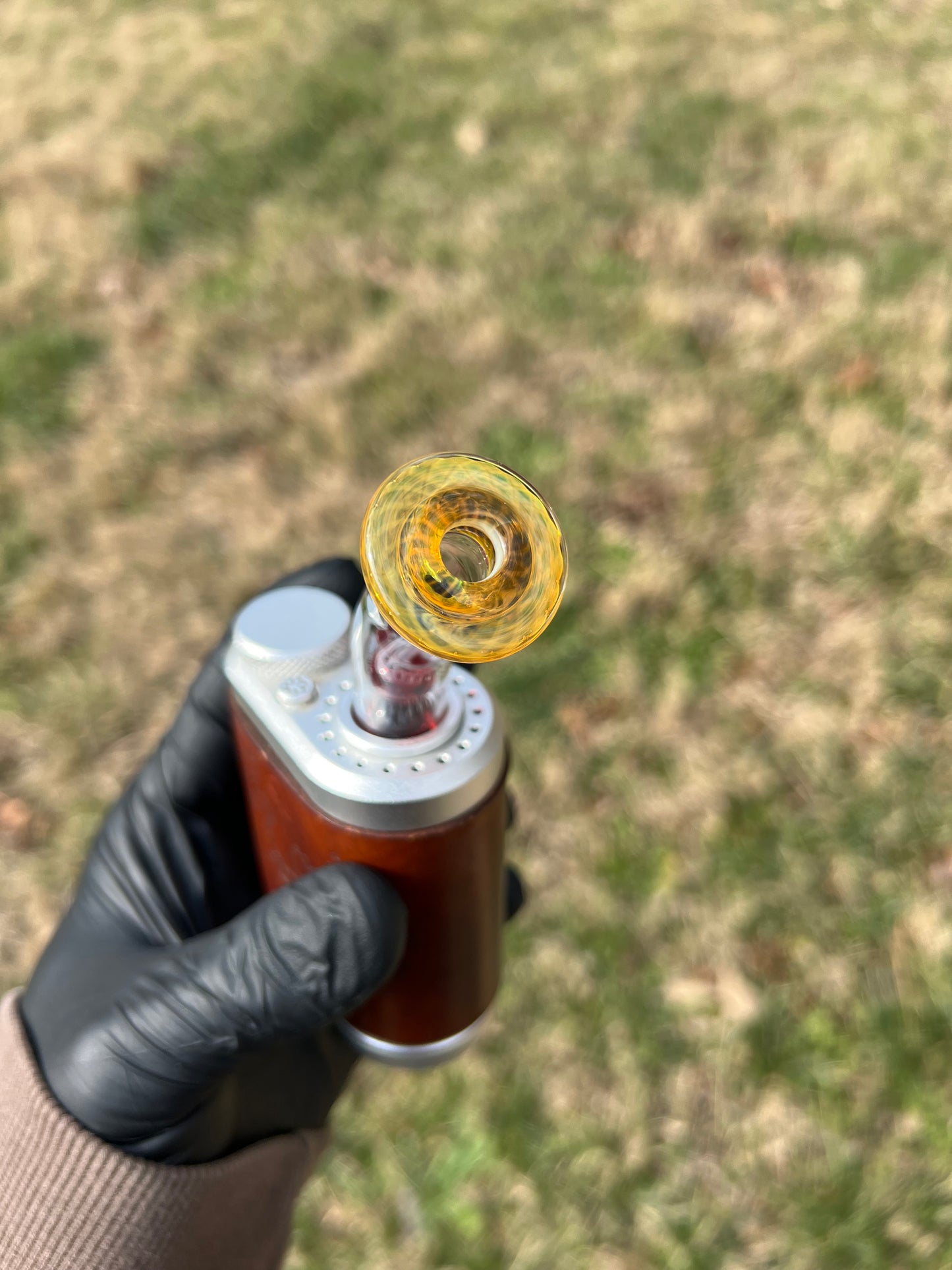 Tinymight Glass 5 Marble Stem implosion- Silver fume/ Transparent Phoenix