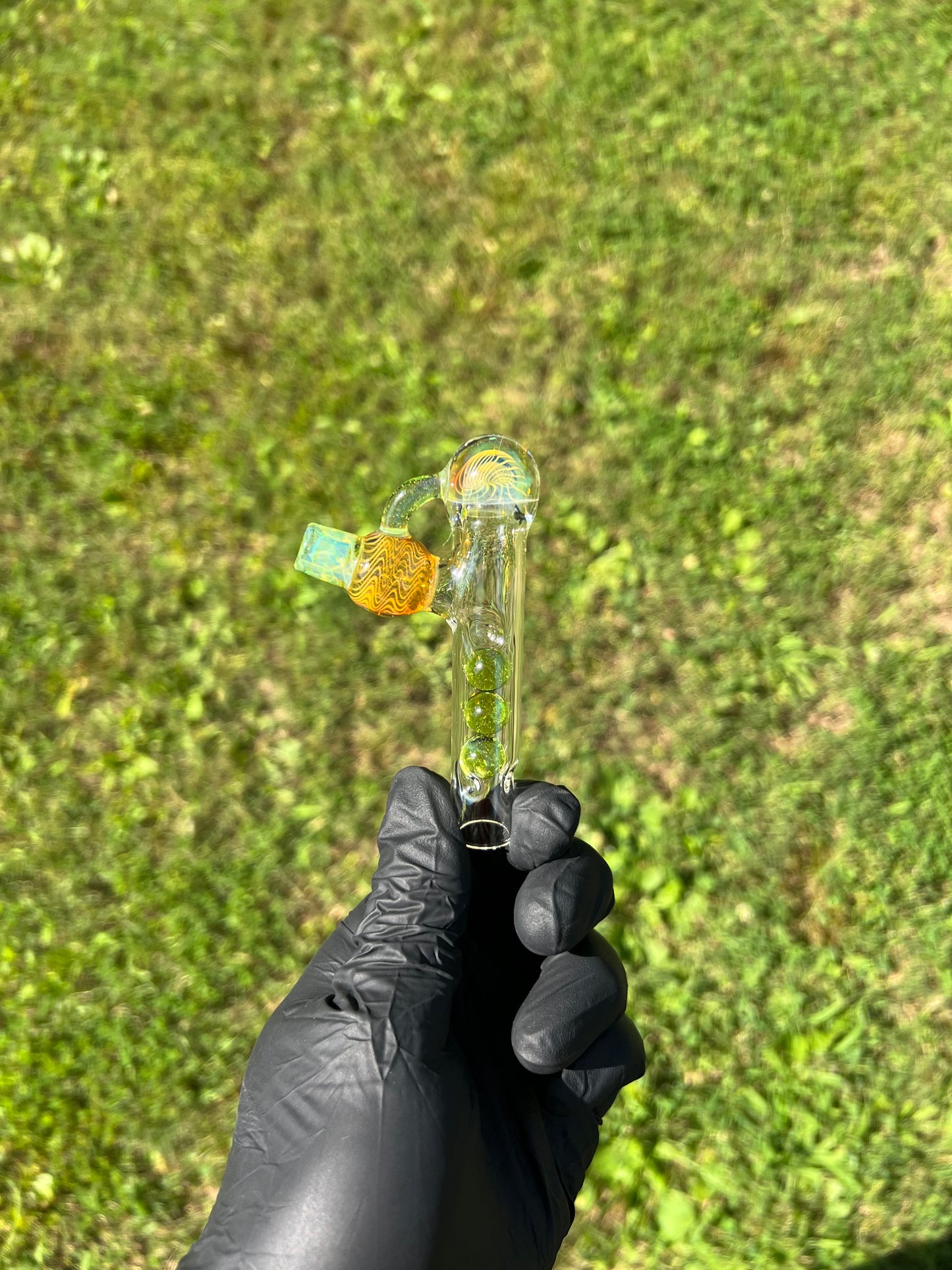 Tinymight Glass 3 Marble Stem implosion- Limeade/ Fume