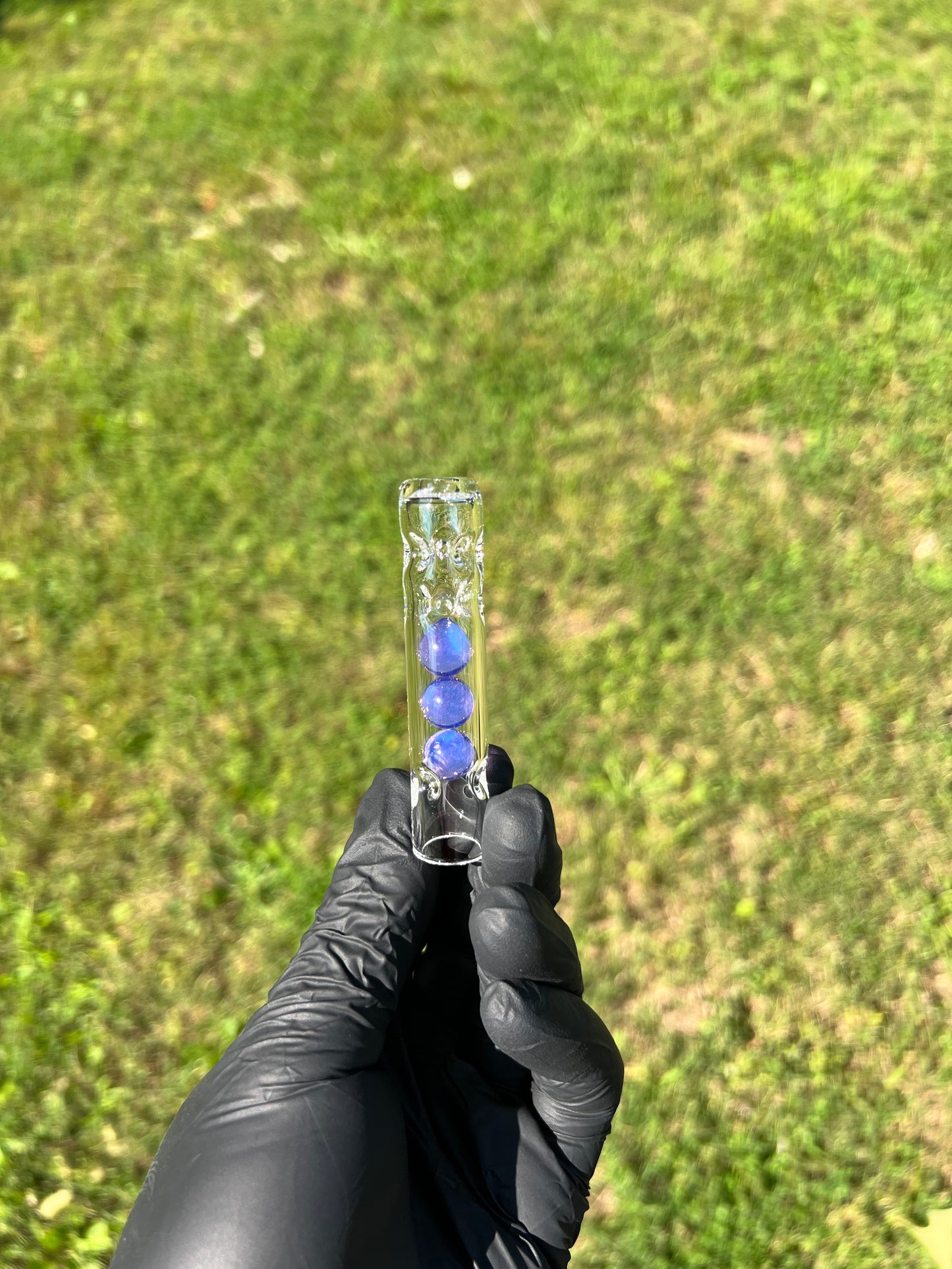 Tinymight Glass 3 Marble Stem w/dimpled mouthpiece - Amethyst Opal