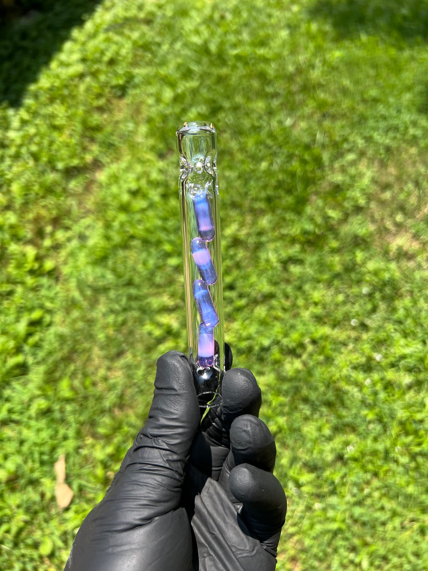 Tinymight Glass 4 Terp Pill Stem w/ dimpled mouthpiece - Amethyst opal