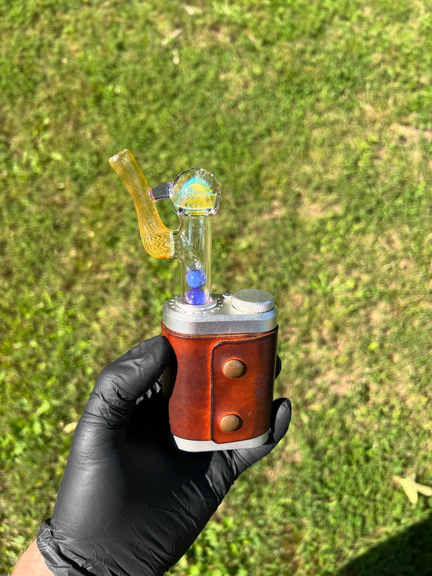 Tinymight Glass 3 Marble Stem implosion- Amethyst Opal / Fume