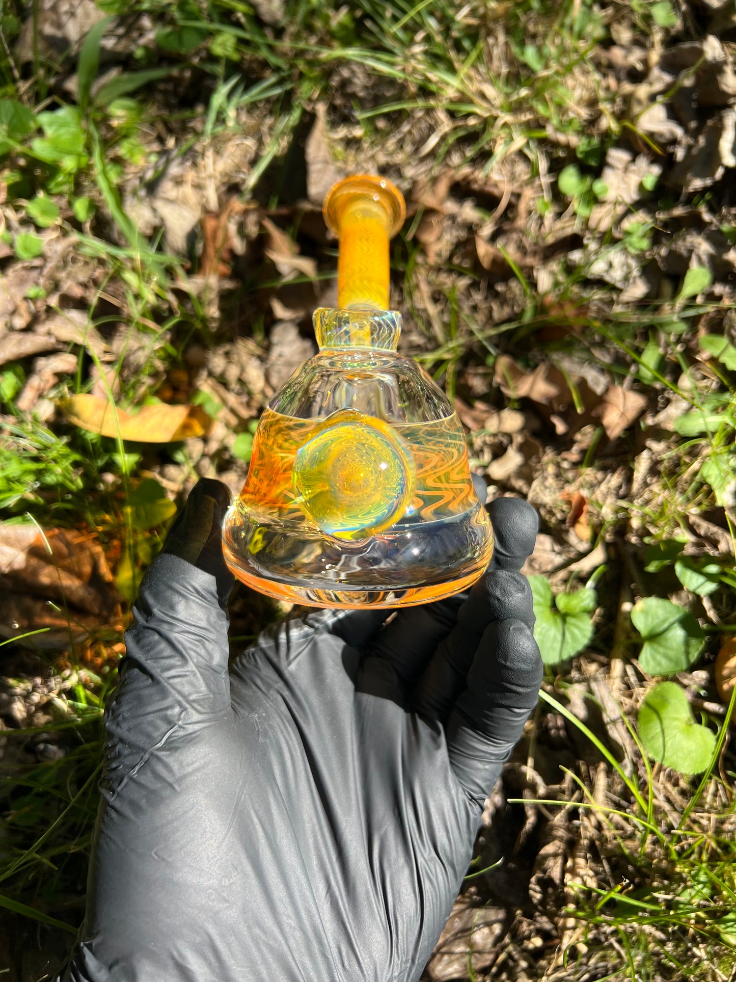 14mm dry rig w/marble - Silver fume