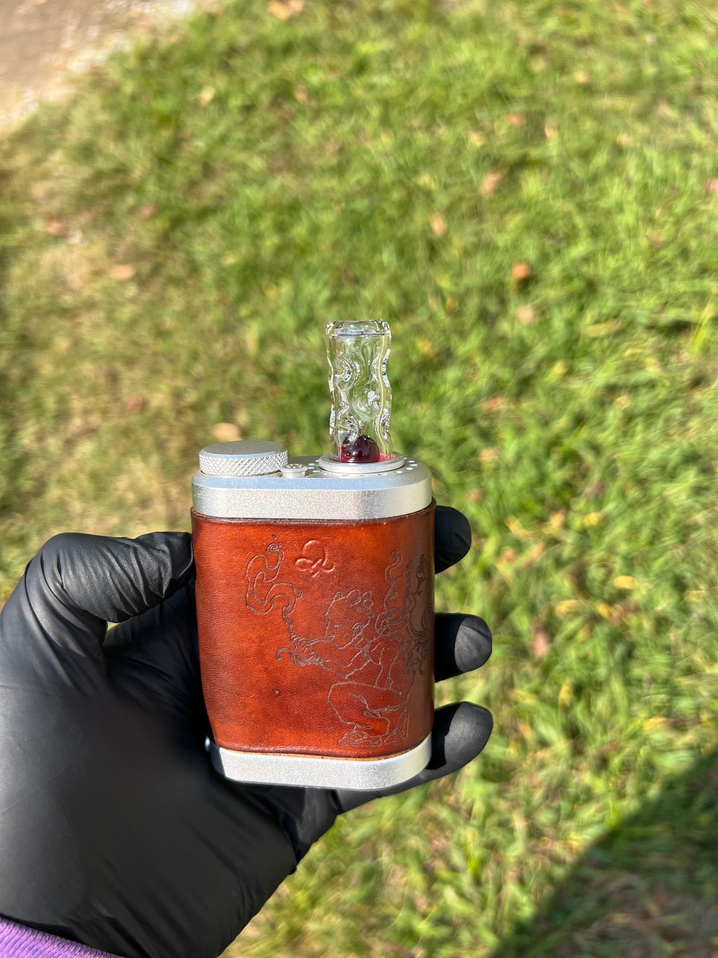 Tinymight Glass 2 Marble Stem w/dimpled mouthpiece - Red