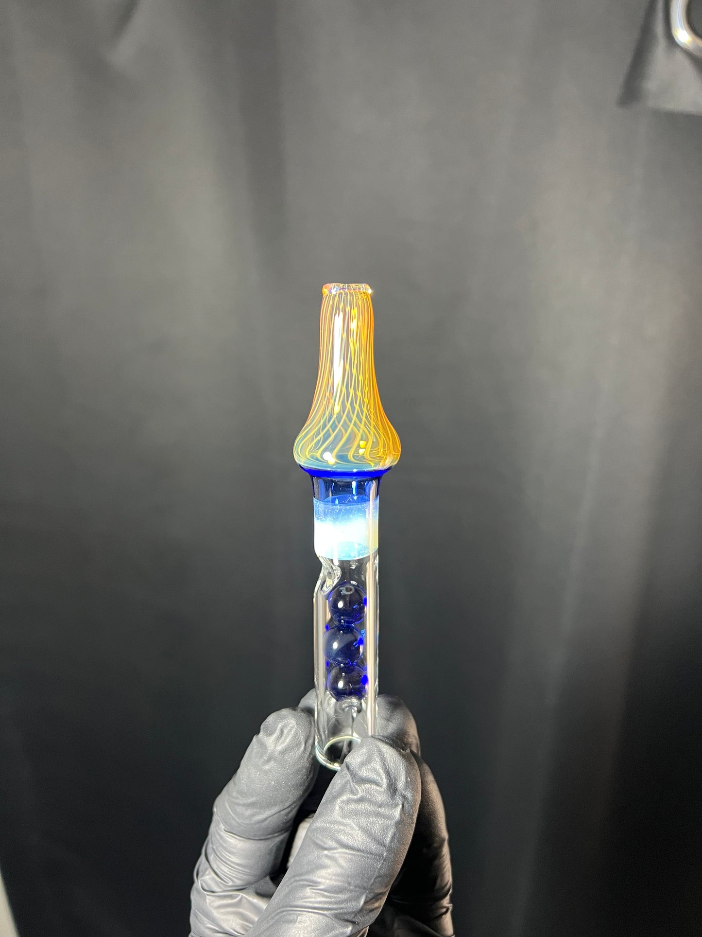 Tinymight Glass 3 Marble Stem w/color mouthpiece - silver fume/ cobalt