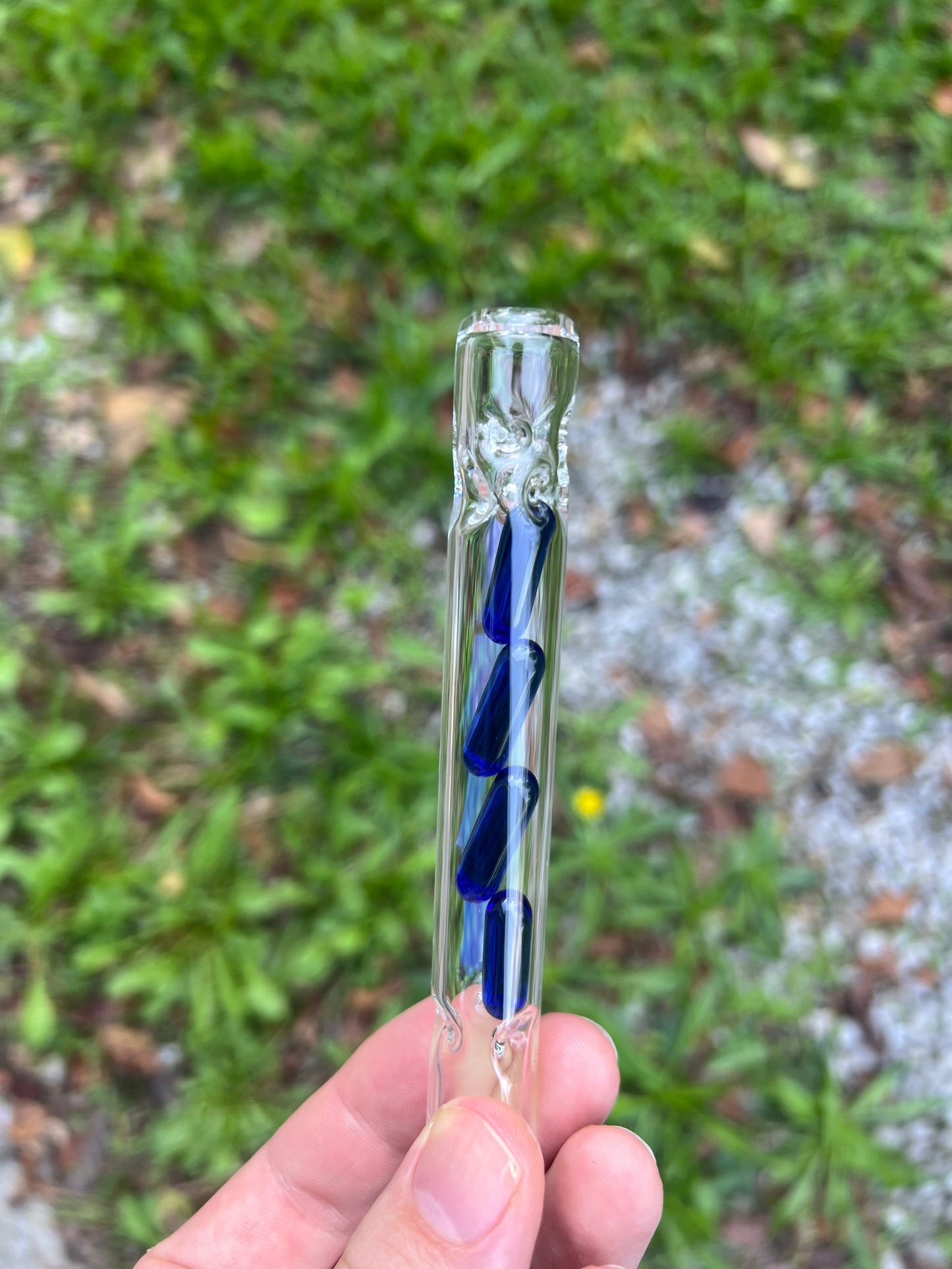 Tinymight Glass 4 Terp Pill Stem w/ dimpled mouthpiece - Cobalt Blue